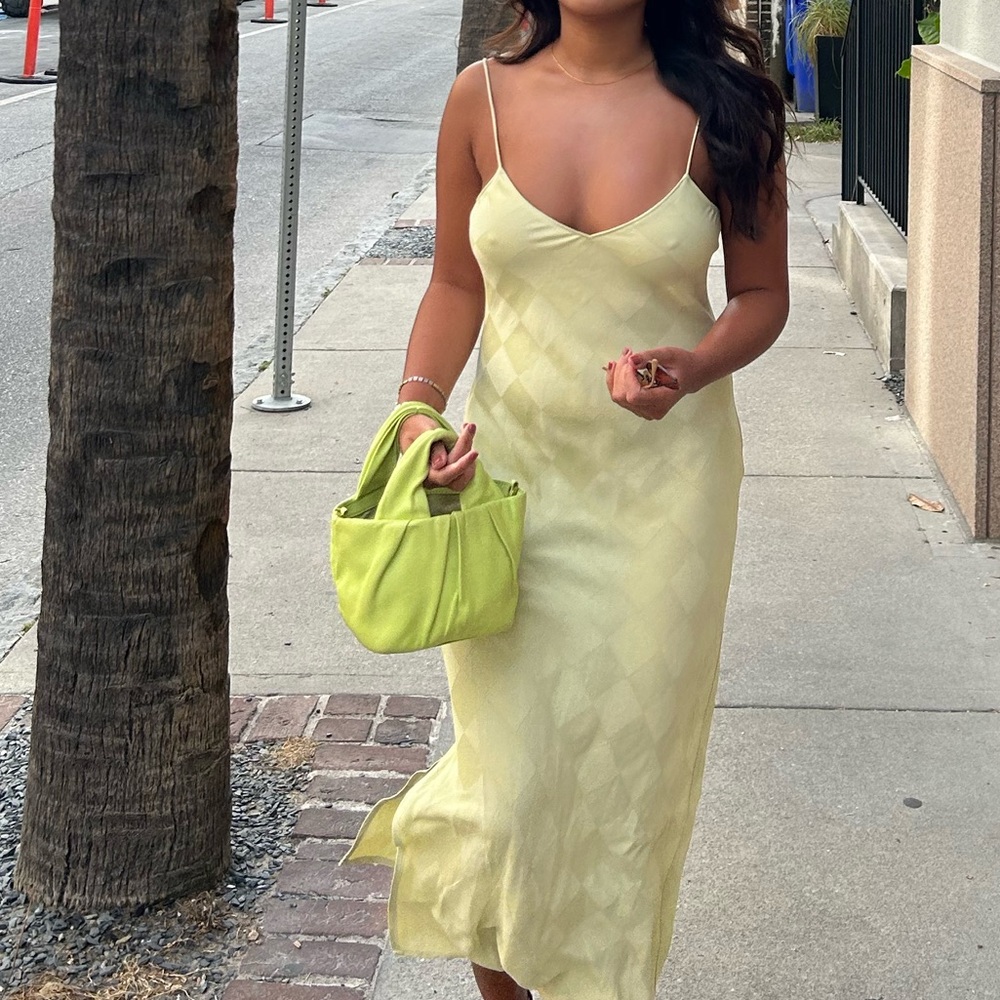 Staud Lime Green Handbag with Chain Strap